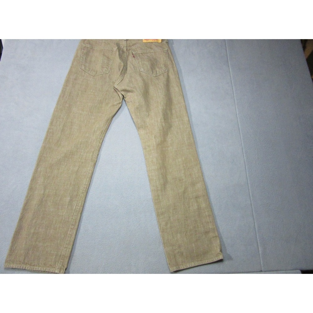 Levis 501 Jeans Mens 33x34 Brown Button Fly White Oak Cone Denim Straight Shrunk - Picture 13 of 16